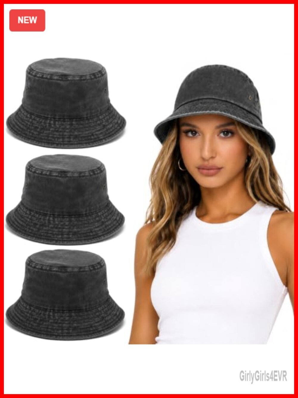 3 Pack Vintage Washed Cotton Bucket Hat Unisex Soft Fisherman Hat for Summer